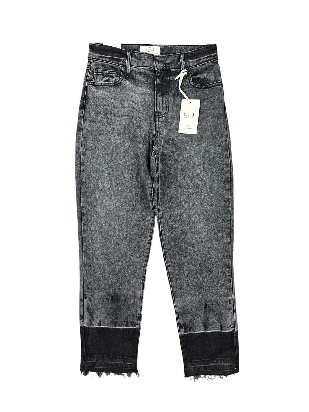 L.T.J. Letters to Juliet High Rise Straight Cropped Jeans Washed Black — Size 25